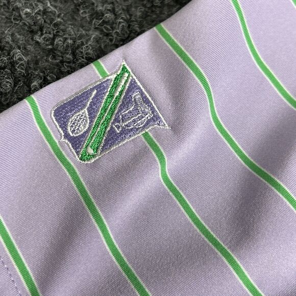 Peter Millar Shirt Men’s Medium Summer Comfort Polo Performance Purple Stripes - Picture 7 of 7